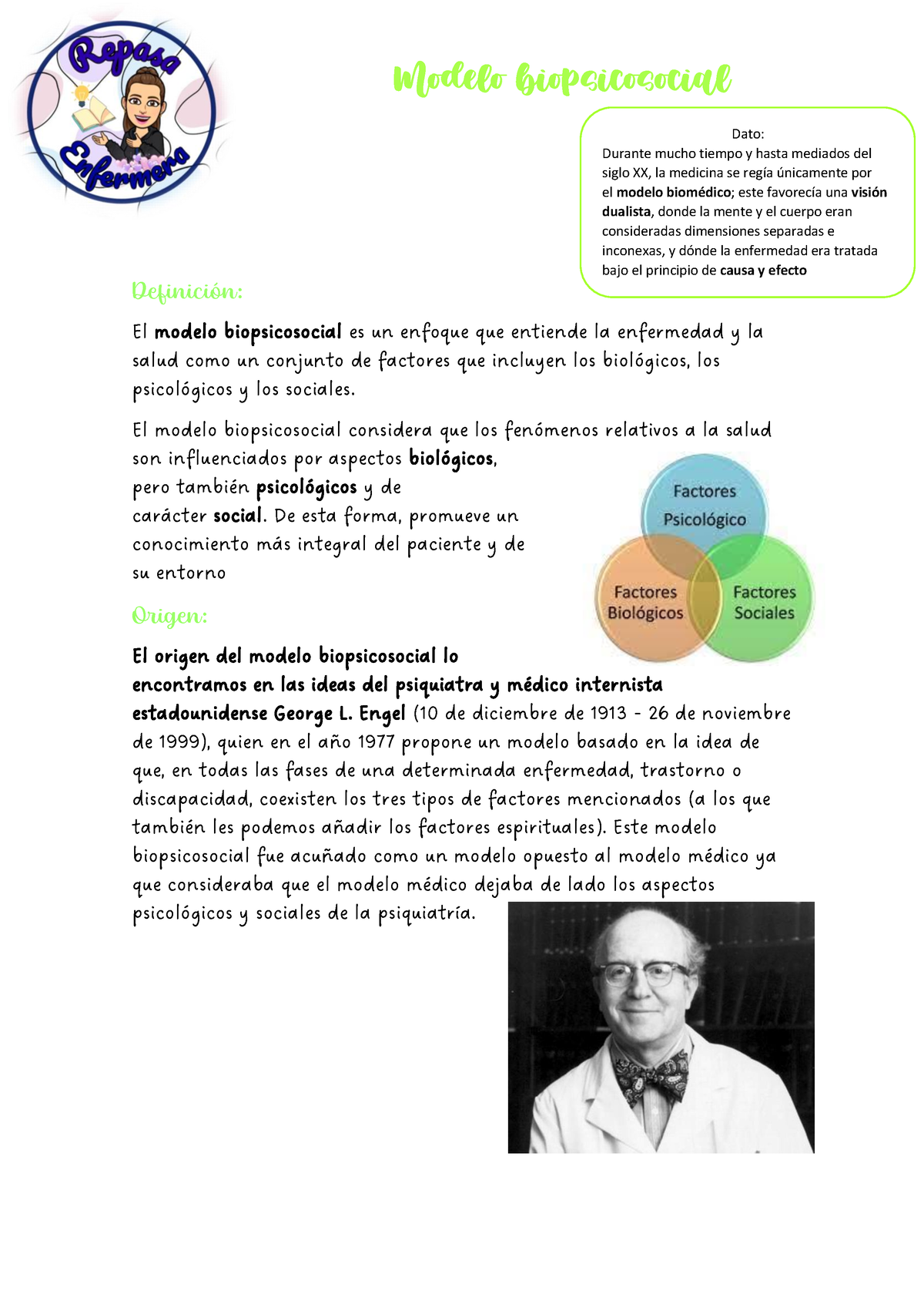 Resumen modelo biopsicosocial - DefiniciÛn: El modelo biopsicosocial es un  enfoque que entiende la - Studocu