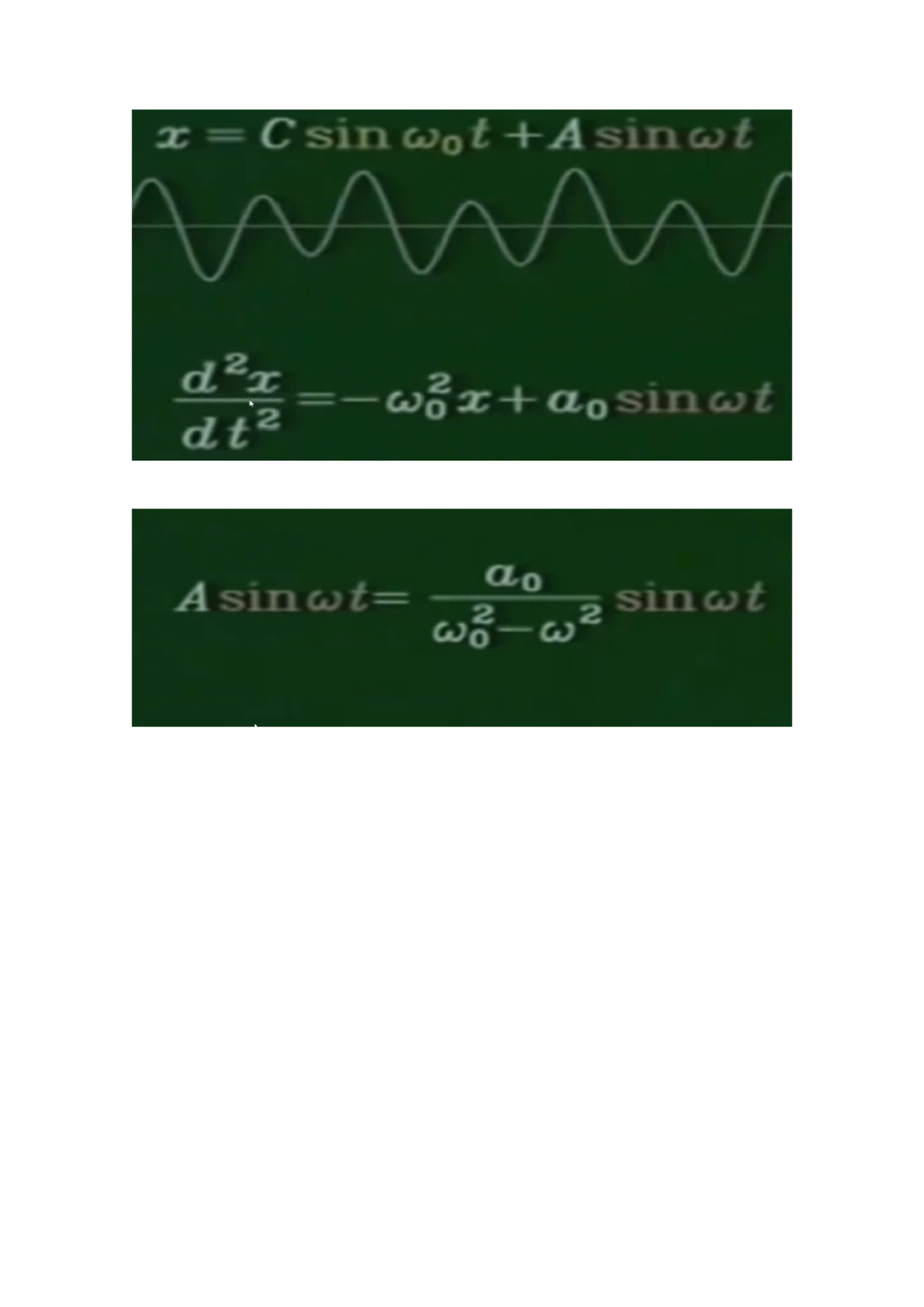 Formulas y apuntes Dinámica - Csin d2x dt2 ao sinwt Csin d2x dt2 ao ...