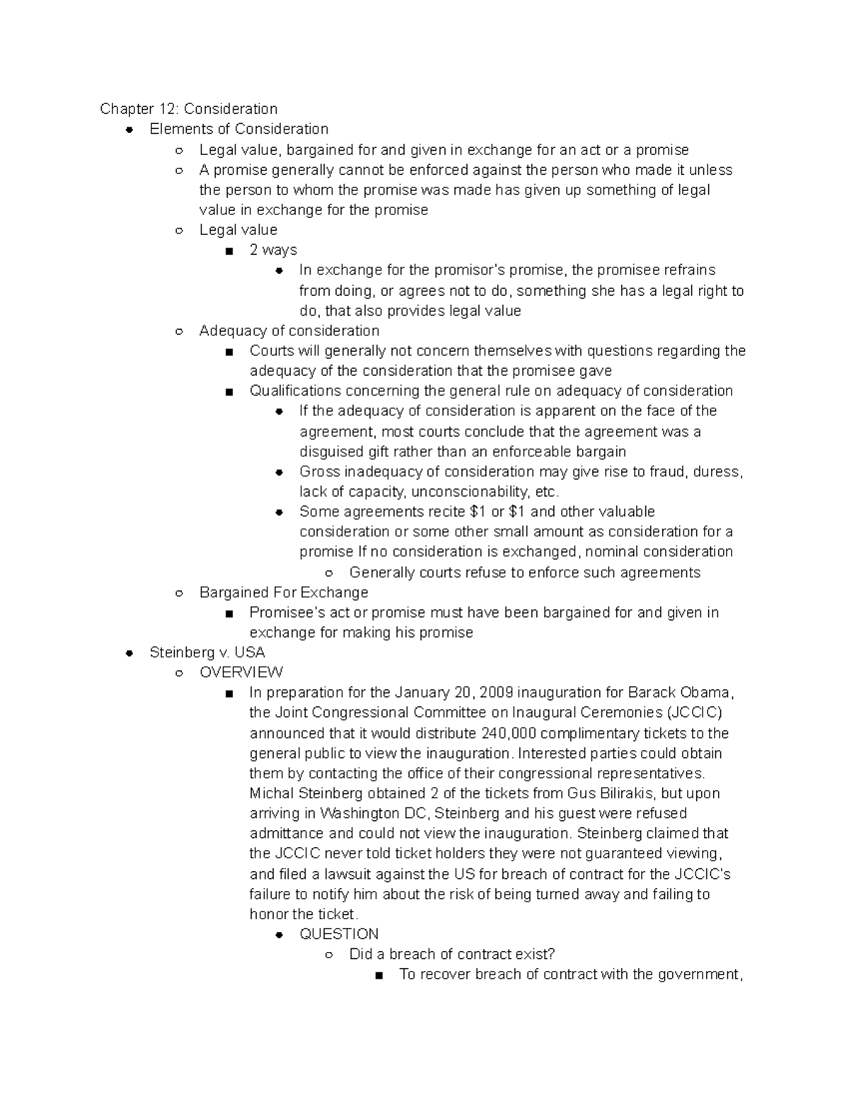Chapter 12 Notes Consideration Chapter 12 Consideration Elements Of