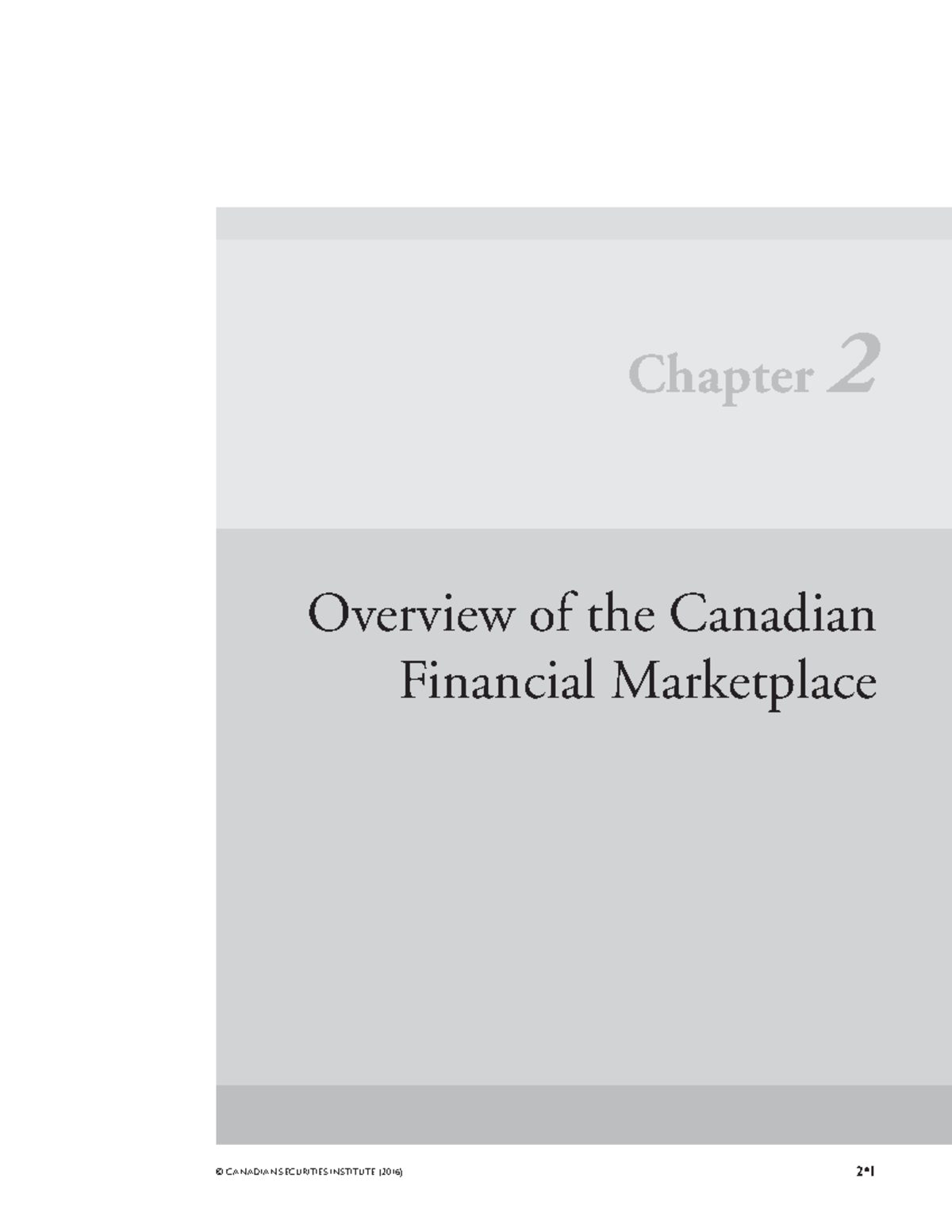 IFC Chap02 2016 08 - IFIC - © CANADIAN SECURITIES INSTITUTE (2016) 2 ...