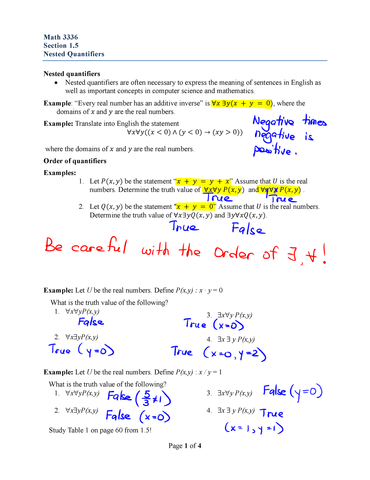 Discrete Mathematics Lecture 1 5 Nested Quantifiers Studocu