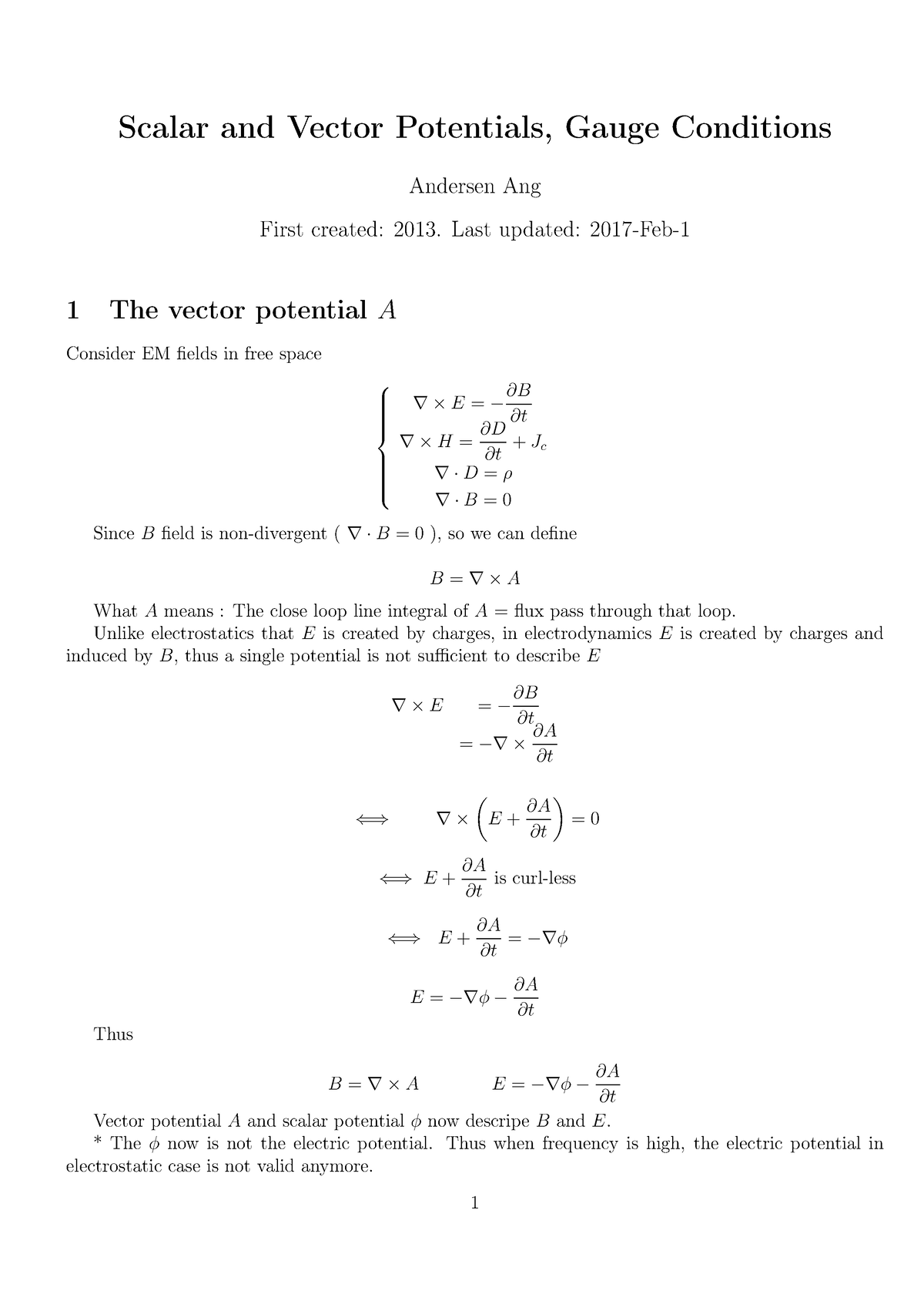 EM 14 Vector Potential - Scalar And Vector Potentials, Gauge Conditions ...