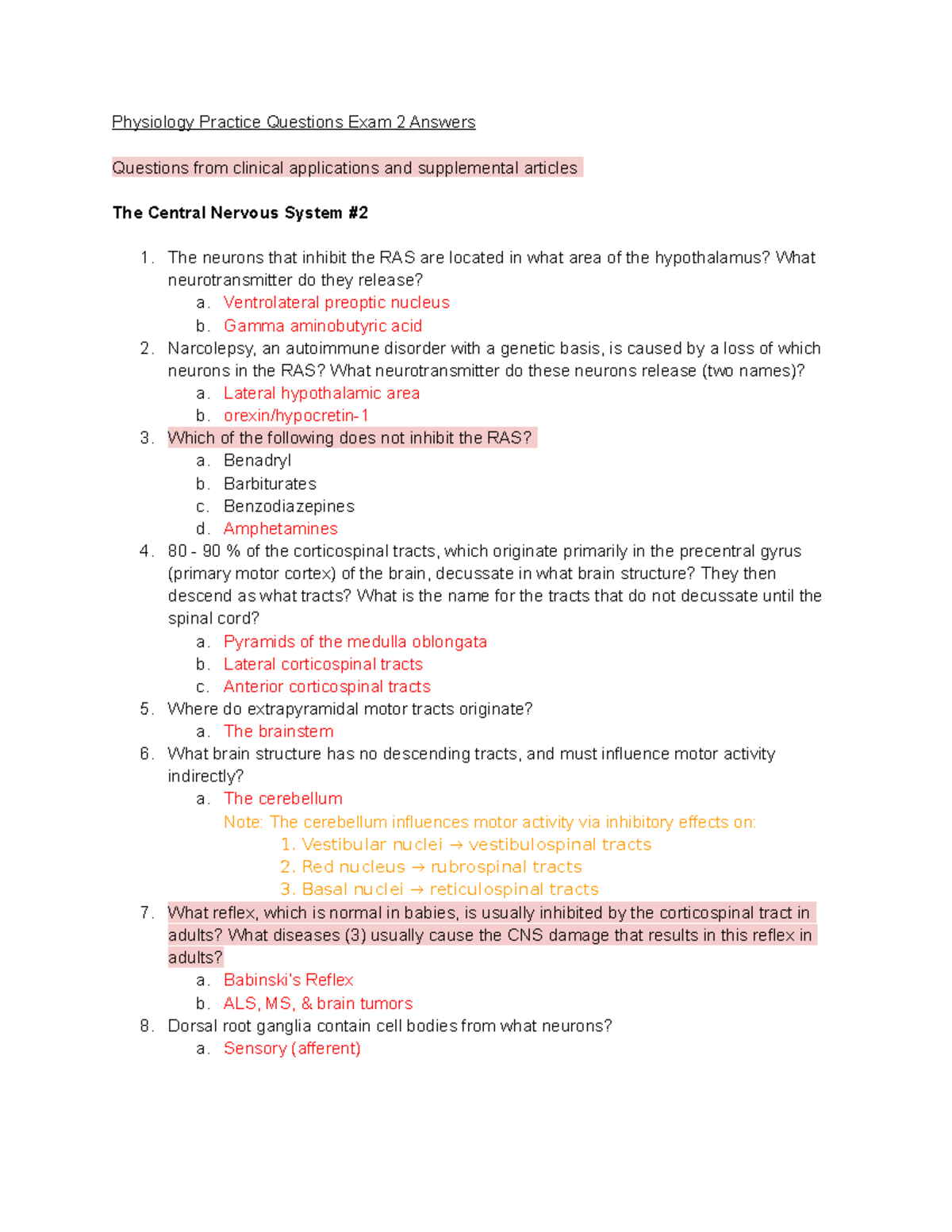 Physiology Practice Questions Exam 2 Answers - Physiology Practice ...