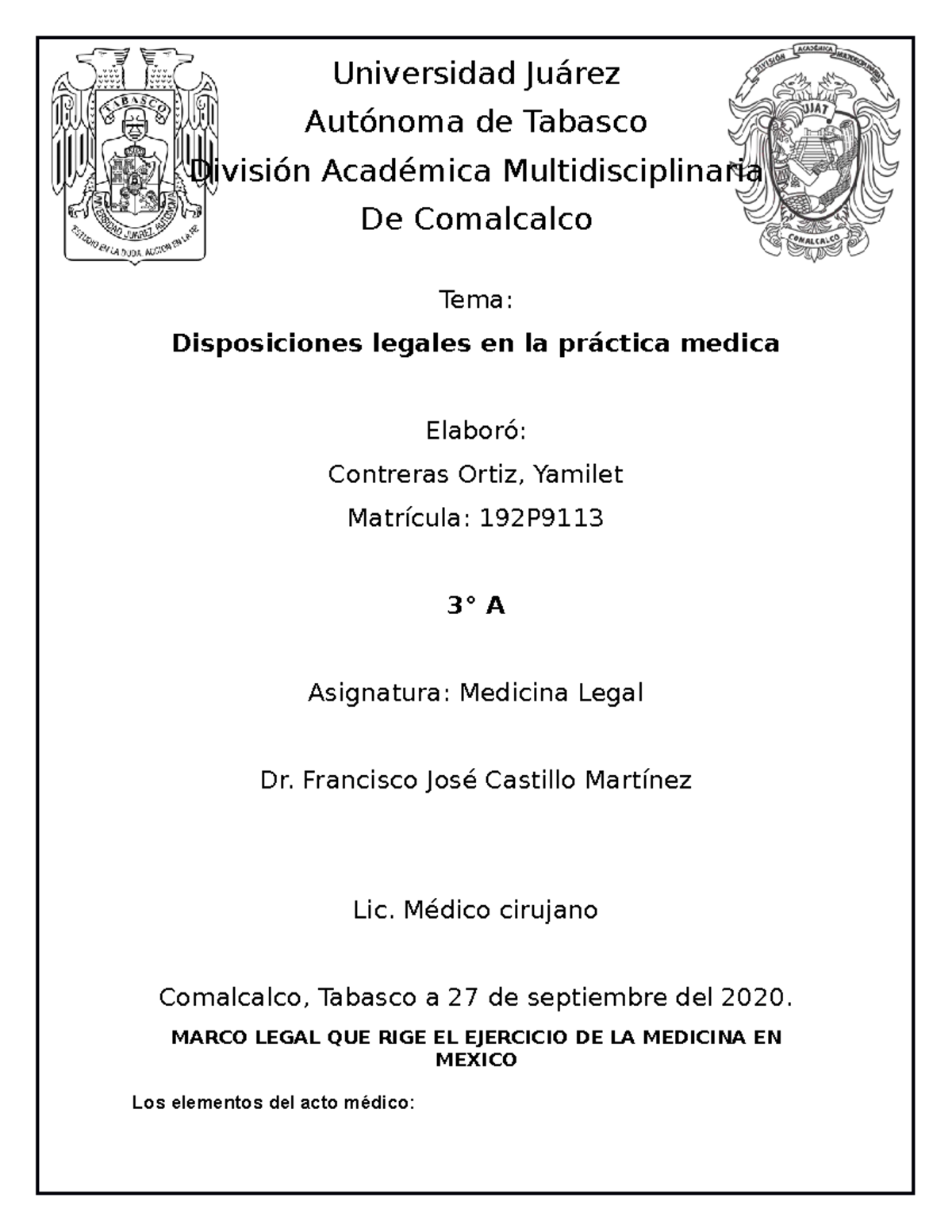 Disposiciones legales en la práctica medica - Universidad Juárez ...