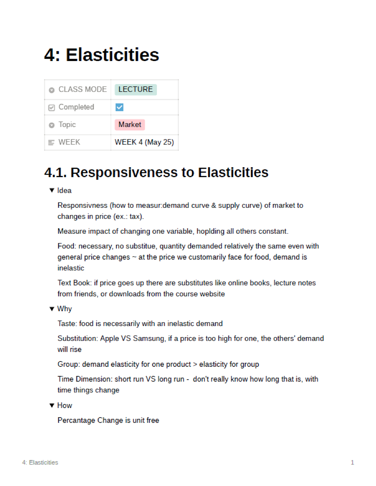 Elasticity Notes - ECON201 - ECON 201 - Concordia - Studocu