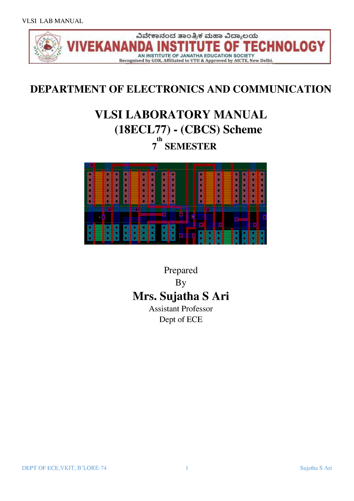 VLSI 1 Manual DEPARTMENT OF ELECTRONICS AND COMMUNICATION VLSI