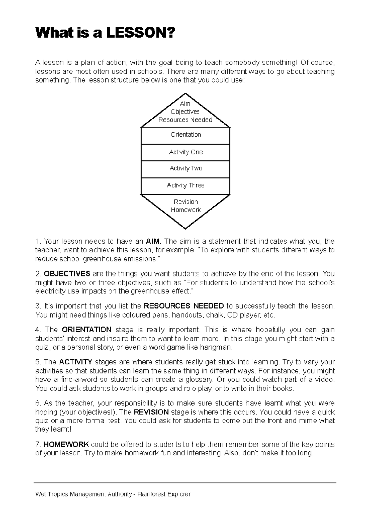 Lesson - notes - A lesson is a plan of action, with the goal being to ...