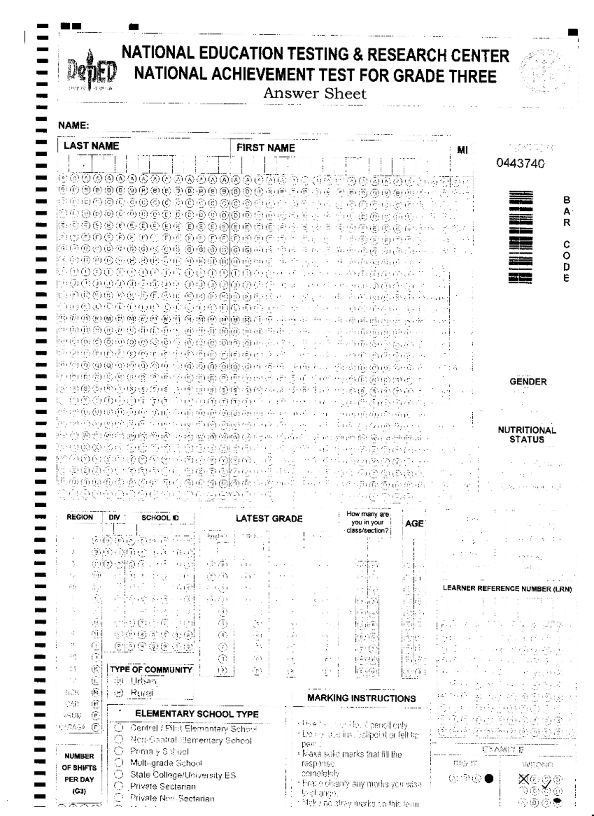 Nat practice test answer sheet - ANSWER FOR EXAMINEE'S DESCRIPTIVE ...