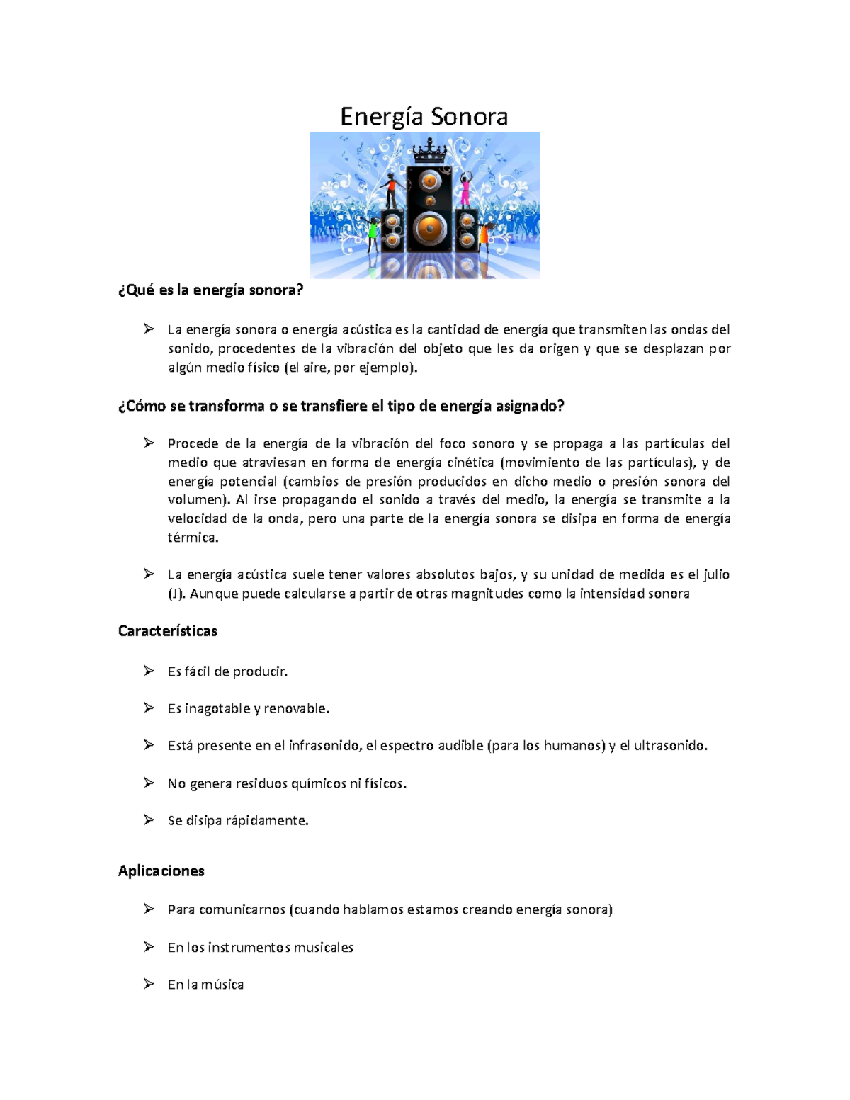 Energía Sonora - Energía Sonora ¿Qué es la energía sonora? La energía ...