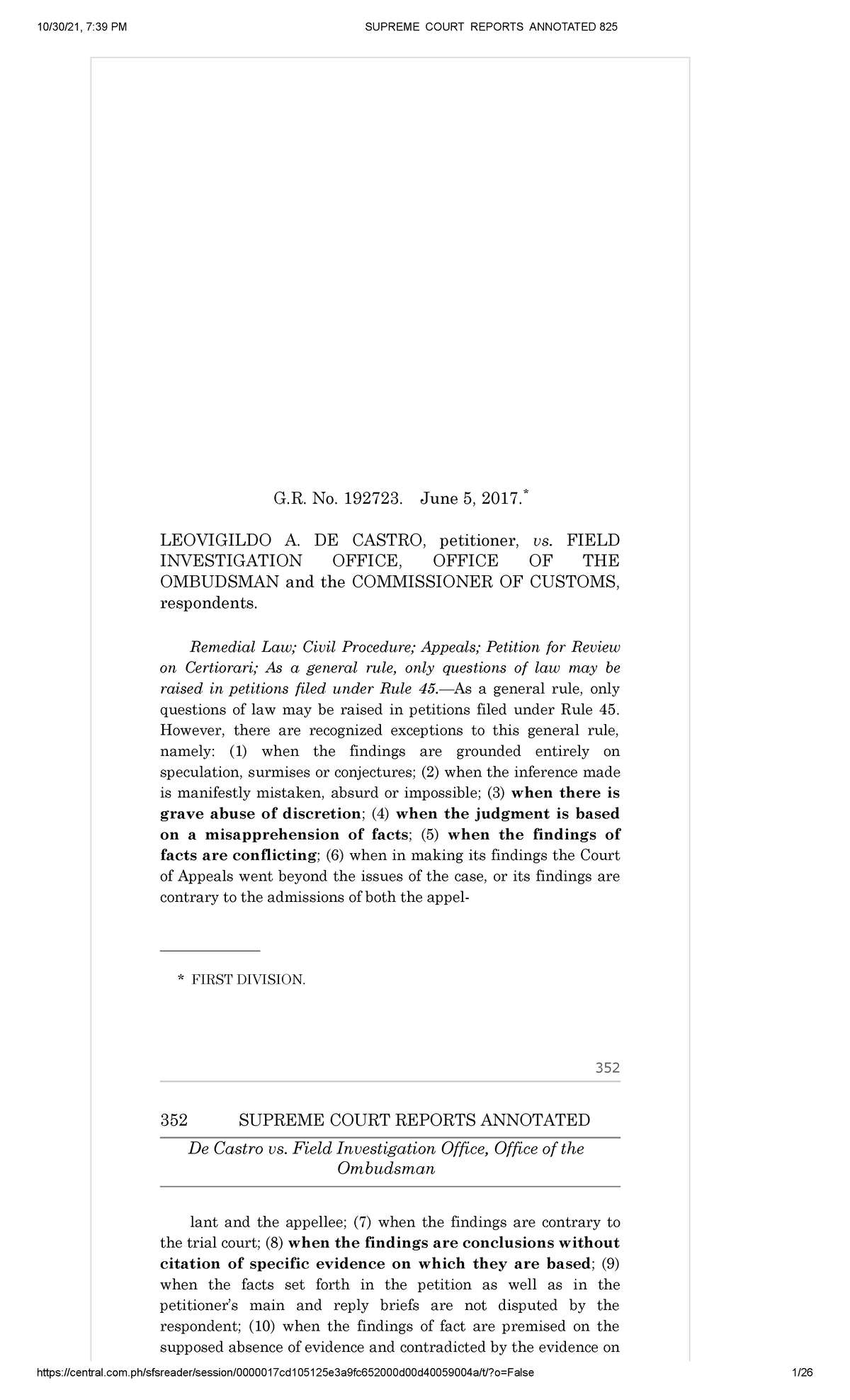 025. De Castro vs. Field Investigation Office, Office of the Ombudsman