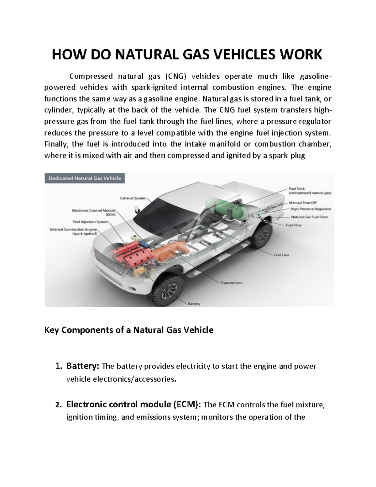 How Do Natural Gas Vehicles Work HOW DO NATURAL GAS VEHICLES WORK