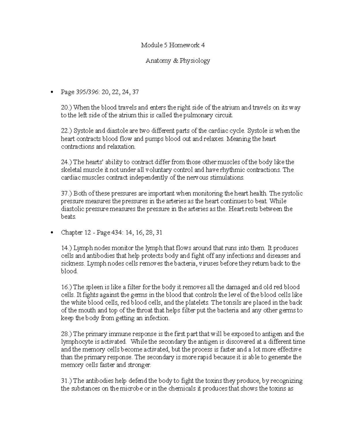 Module 5 Homework 4 - Module 5 Homework 4 Anatomy & Physiology Page 395 ...