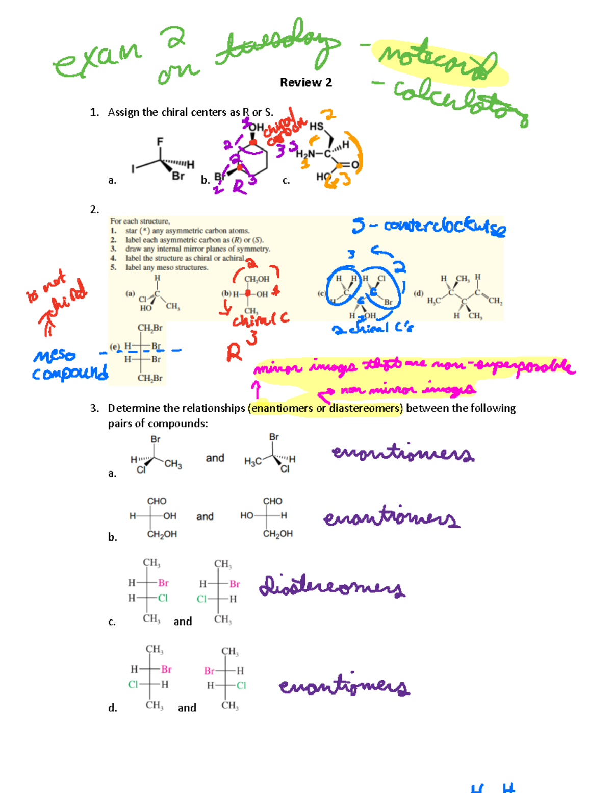 Review+2+ - review before exam, professor was Dr. Chen - Review 2 ...