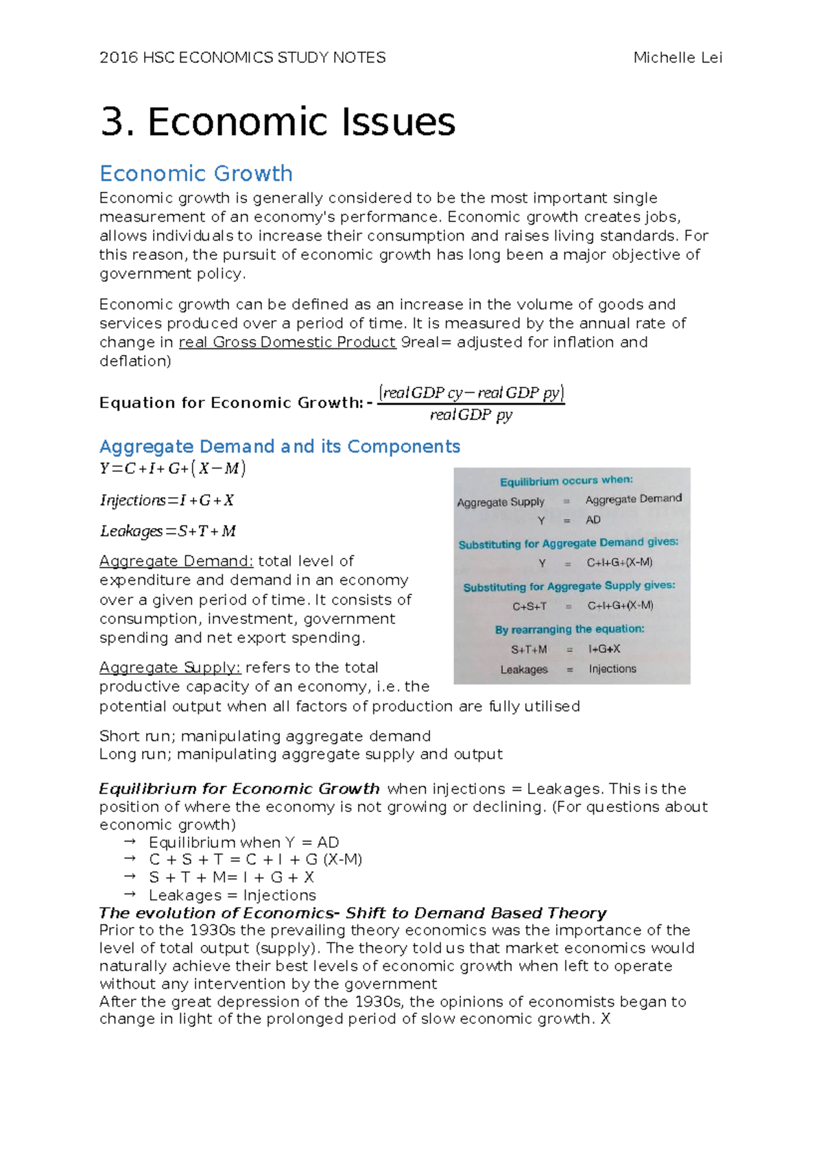 3. Economic Issues - Notes from school DUX - 3. Economic Issues ...