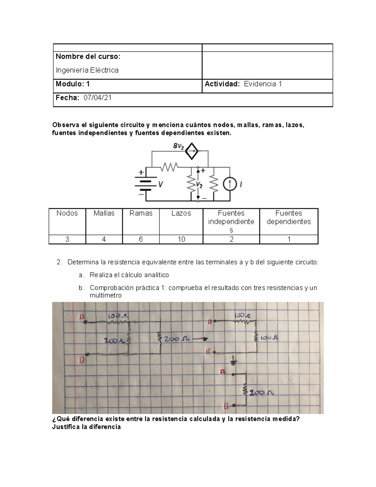 Ingenieria Electrica - Evidencia 1 - Nombre Del Curso: Ingeniería ...