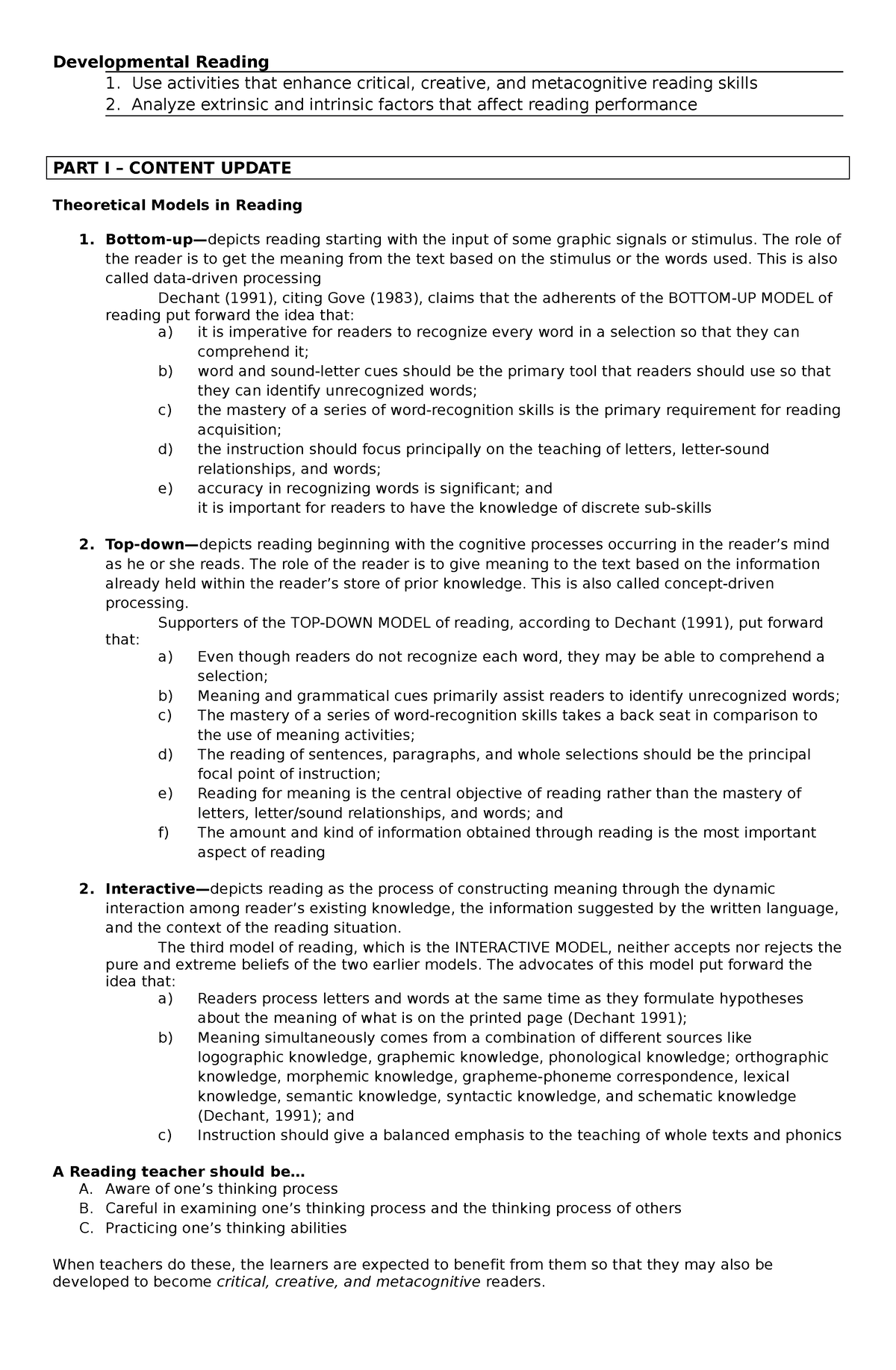 Module 6 Developmental Reading - Developmental Reading 1. Use ...