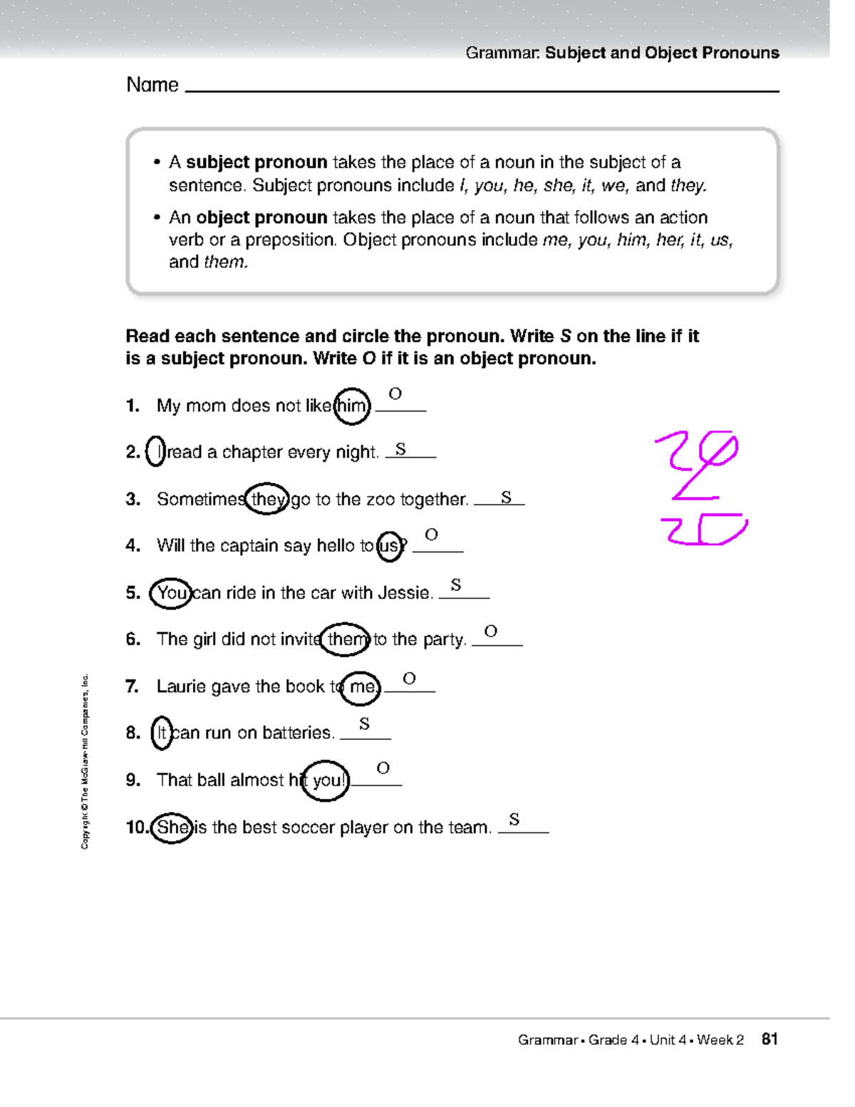 Nikita Siabro - Unit 4 Wk 2 Grammar Packet - Name Grammar: Subject and ...