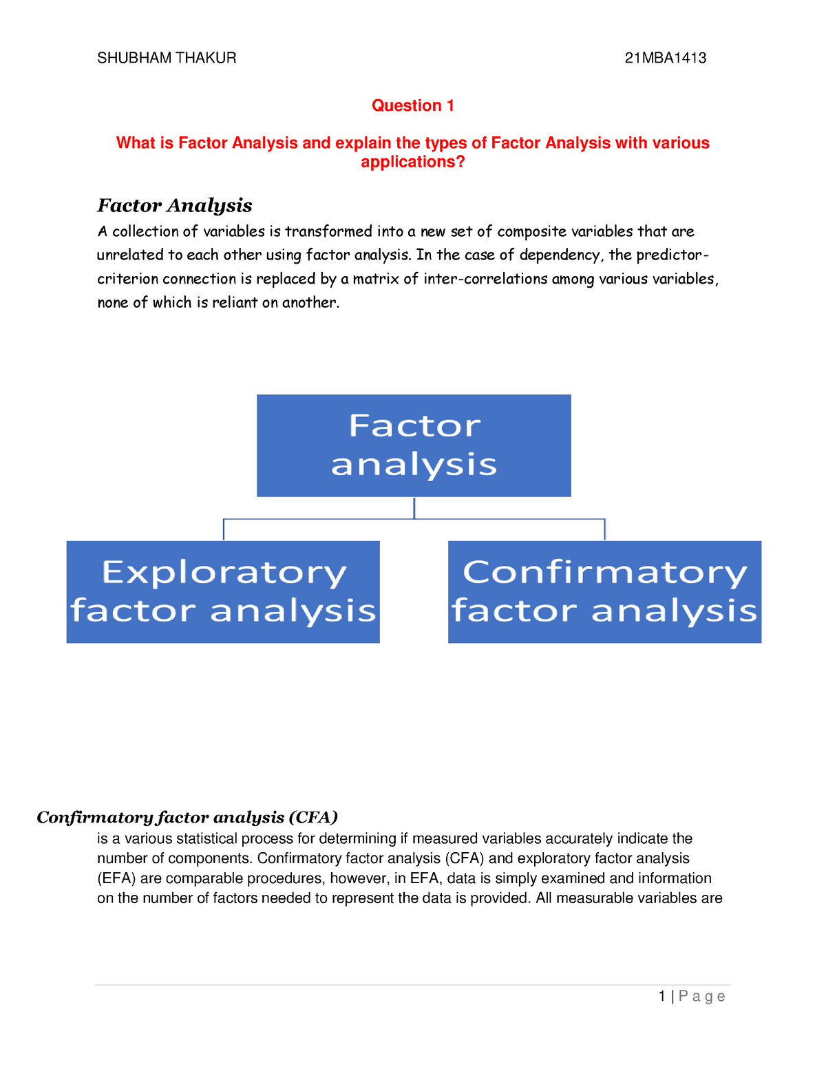 21MBA1413 DABD-2 - Nice - Question 1 What Is Factor Analysis And ...