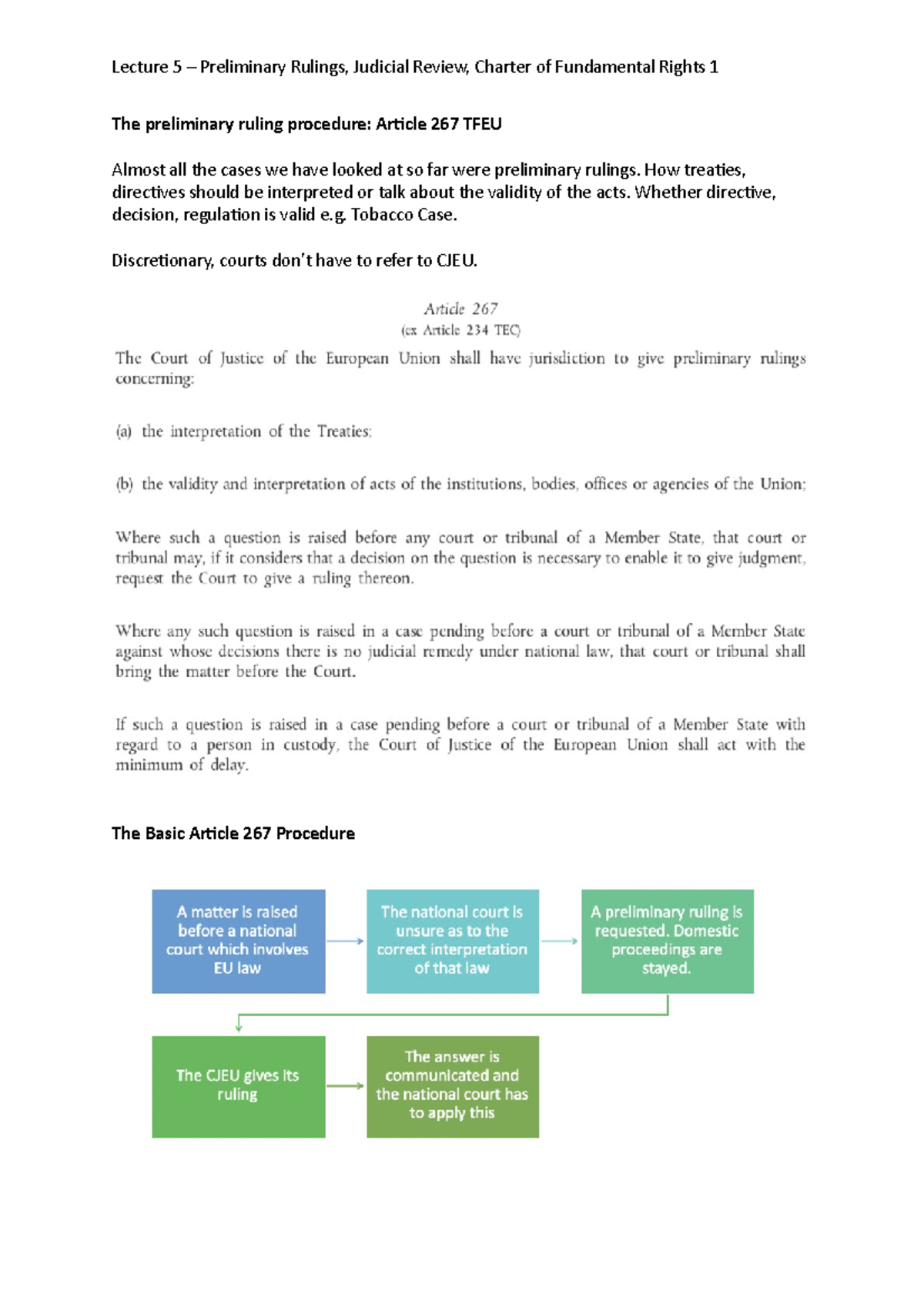 Lecture 5– Preliminary Rulings, Judicial Review, Charter of Fundamental ...