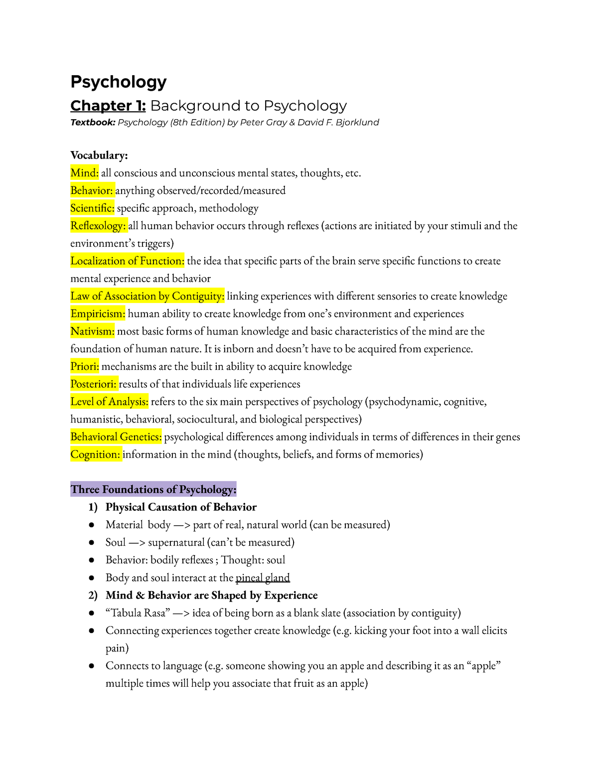 Chapter 1 psyc - My professor was Israel Abramov and I had his course ...
