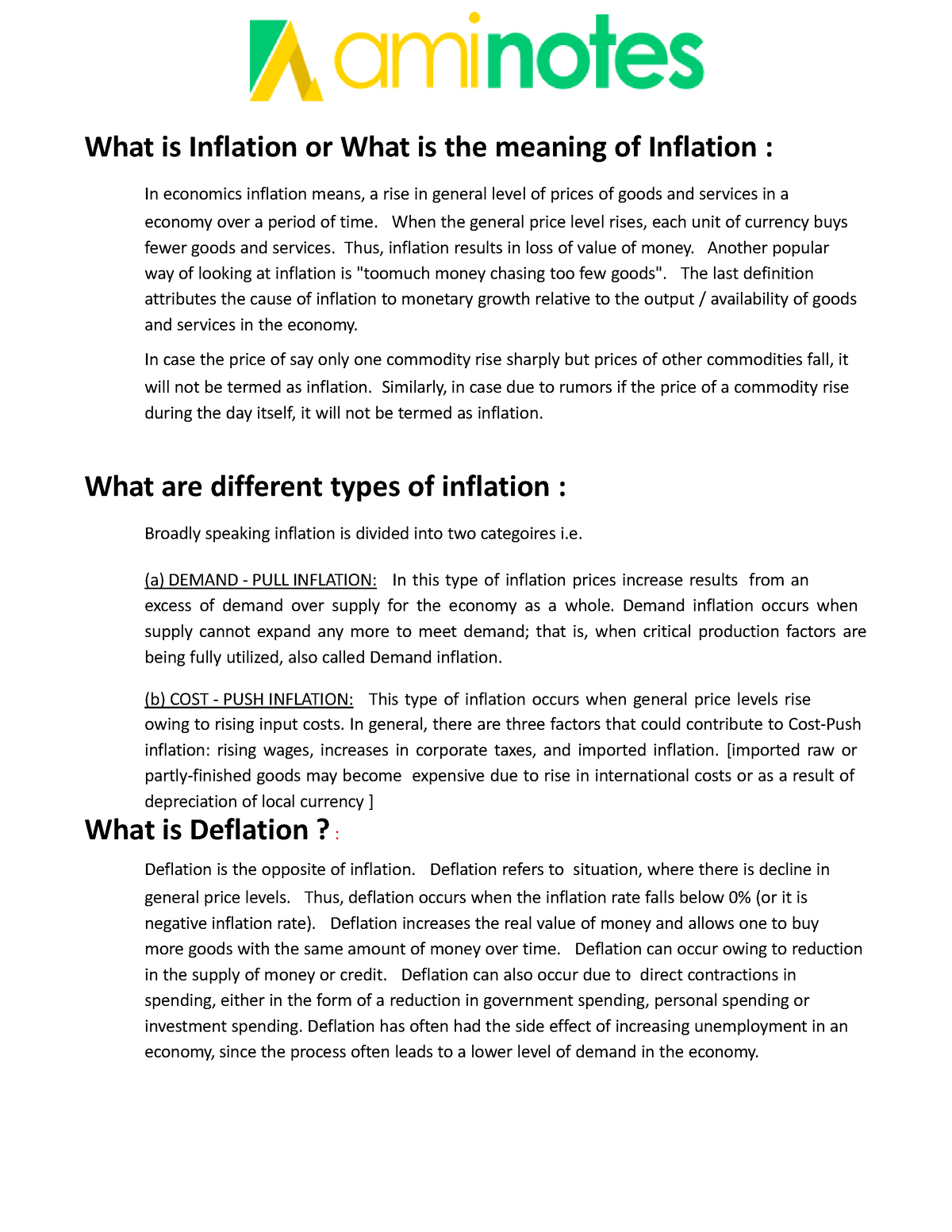 Inflation Notes - What Is Inflation Or What Is The Meaning Of Inflation ...