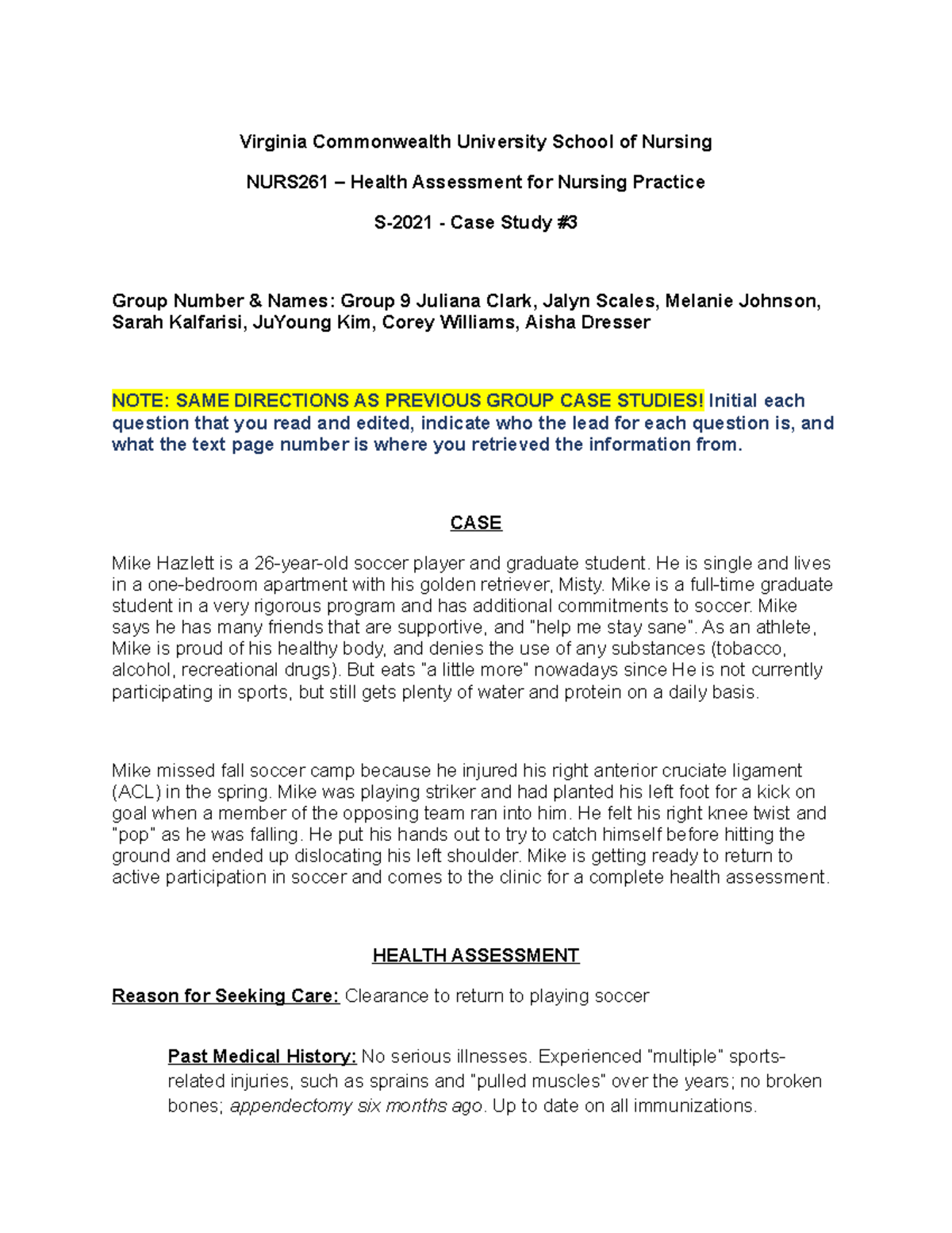 261 Case Study #3 - assignment - Virginia Commonwealth University ...