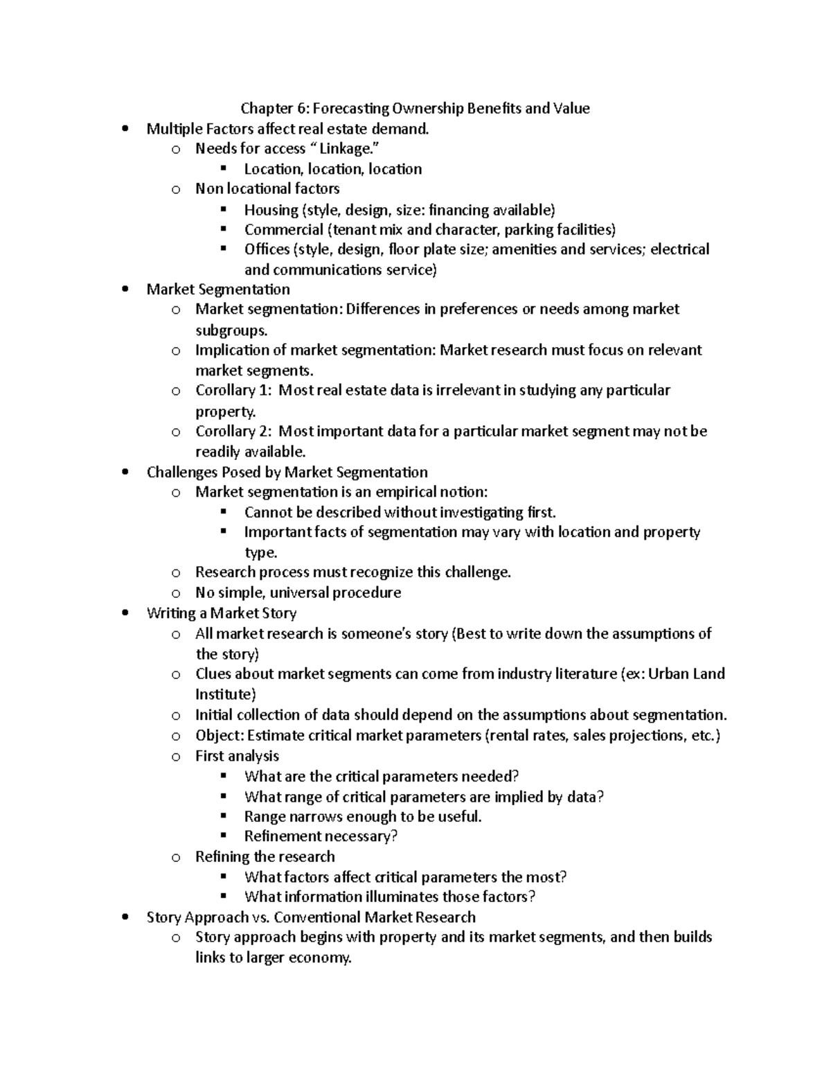 331 chapter 6 notes - Chapter 6: Forecasting Ownership Benefits and ...