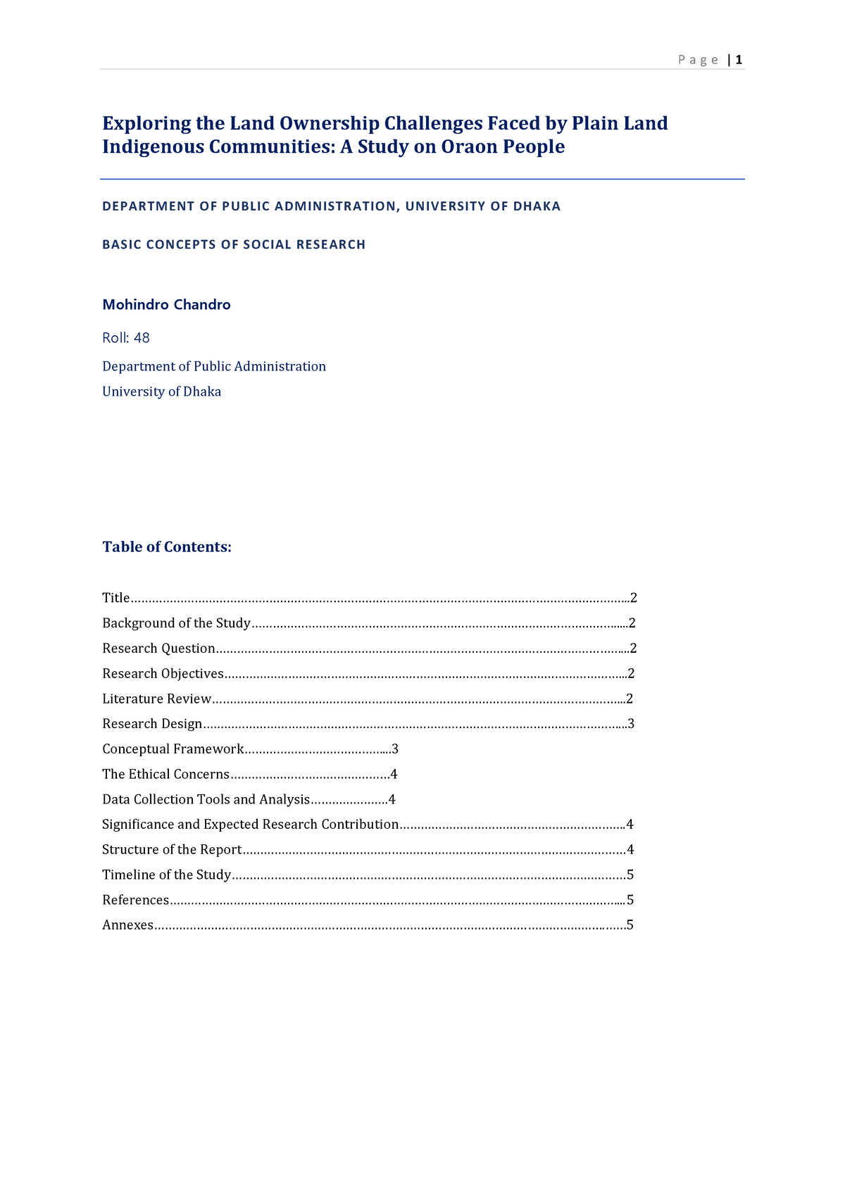 research proposal on land management