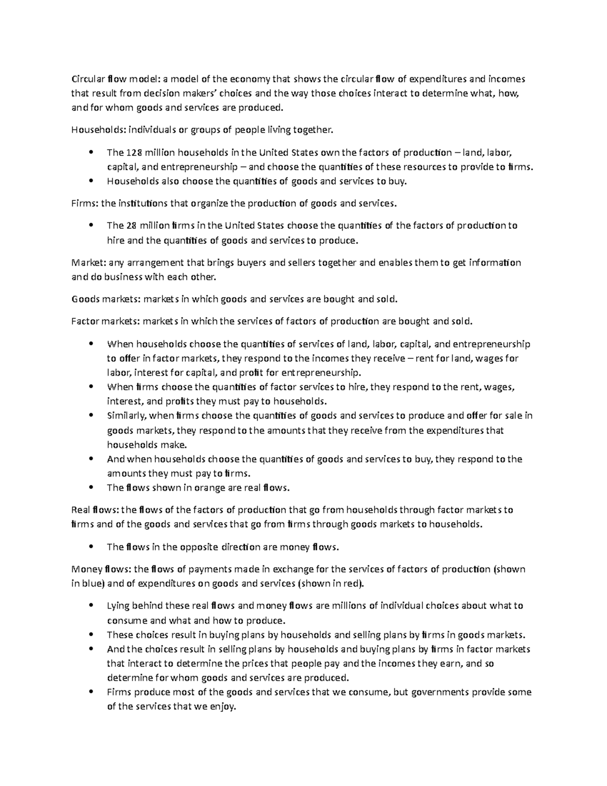 ECO 2013 2.3 Notes - Circular flow model: a model of the economy that ...