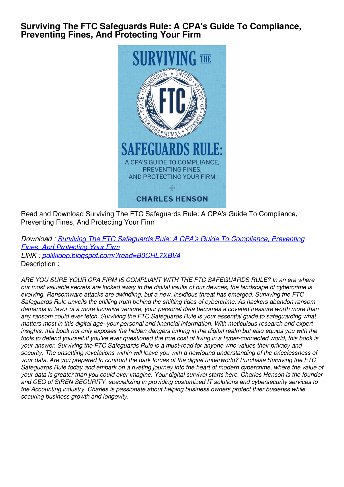 READ [PDF] Surviving The FTC Safeguards Rule A CPA's Guide To