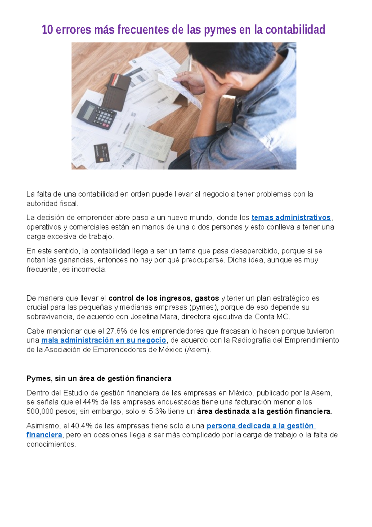10 errores más frecuentes de las pymes en la contabilidad - La decisión ...