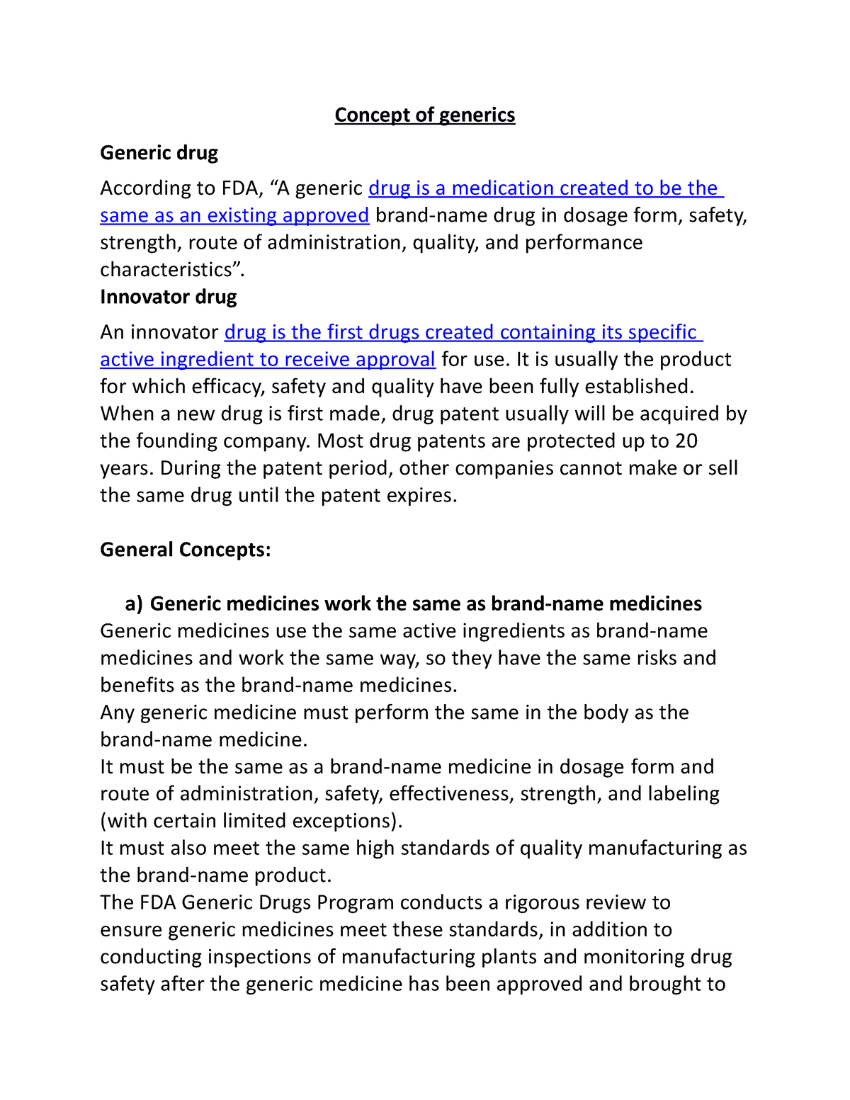 Concept Of Generics - Concept Of Generics Generic Drug According To FDA ...