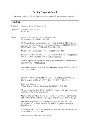 Equity Topic 1 Notes - Equity Supervision 1 Basic Concepts of Equity ...