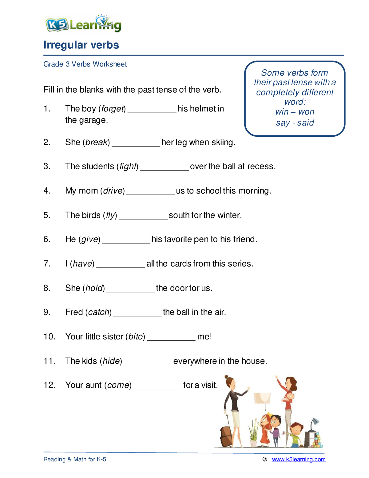 Grade 3 irregular verbs b - Irregular verbs Grade 3 Verbs Worksheet ...