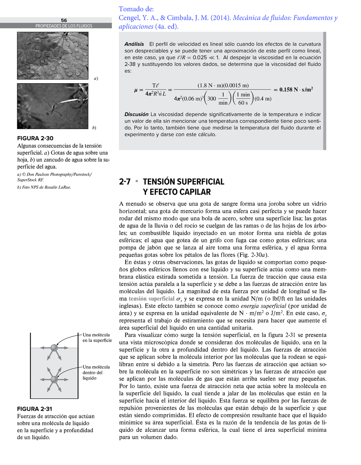 Lectura 1 Tension Superficial Capilaridad - 56 PROPIEDADES DE LOS ...