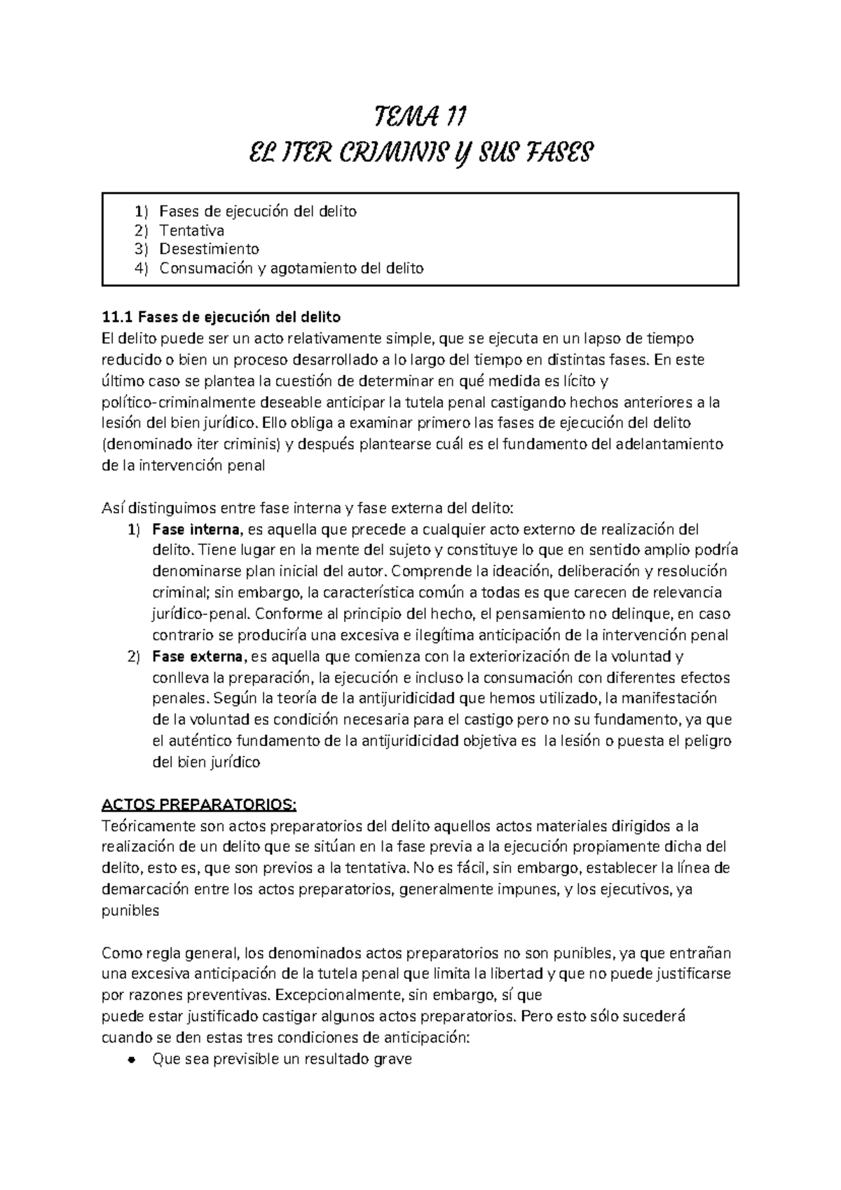 TEMA 11 - EL ITER Criminis Y SUS Fases - TEMA 11 EL ITER CRIMINIS Y SUS ...