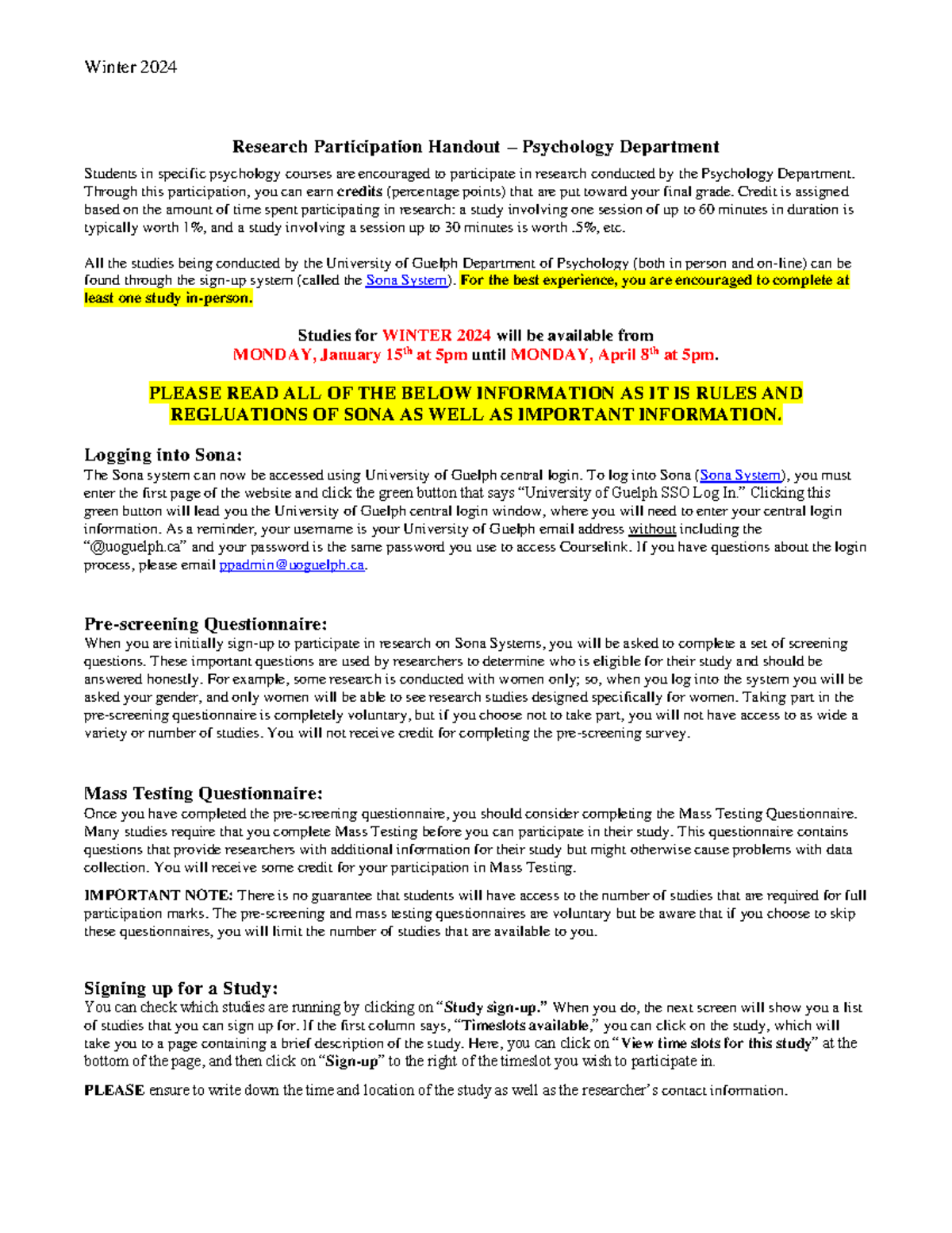 2024 Winter Research Participation Handout - Winter 2024 Research ...