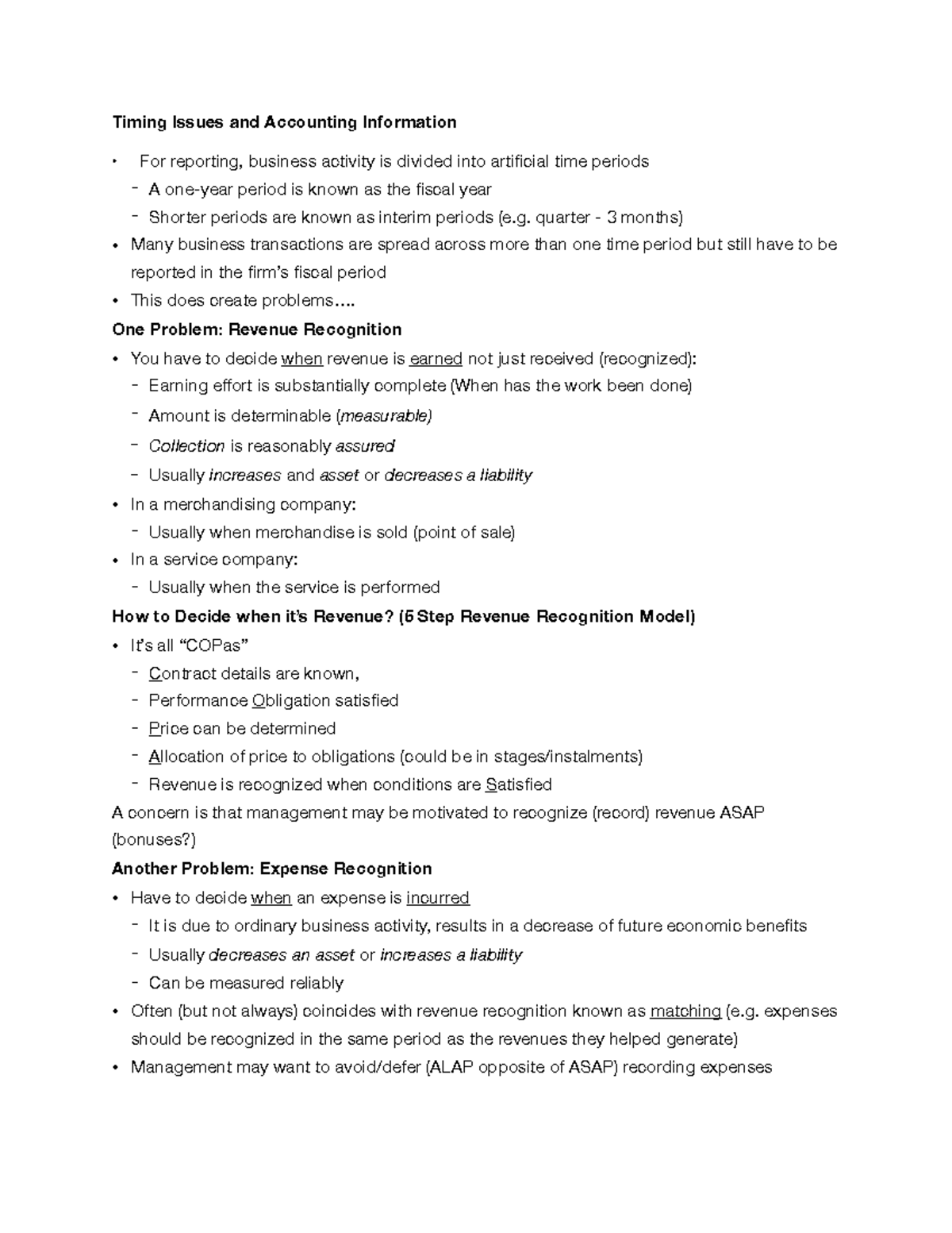 Chapter 4 Accounting Timing Issues and Accounting Information For
