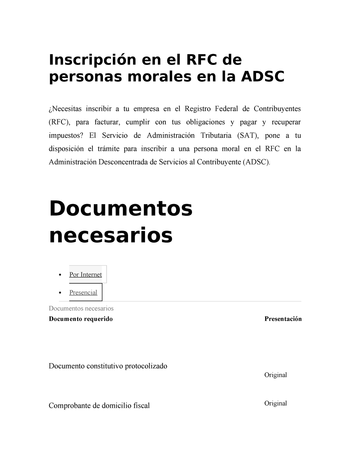 Inscripción En El Rfc De Personas Morales En La Adsc Inscripción En