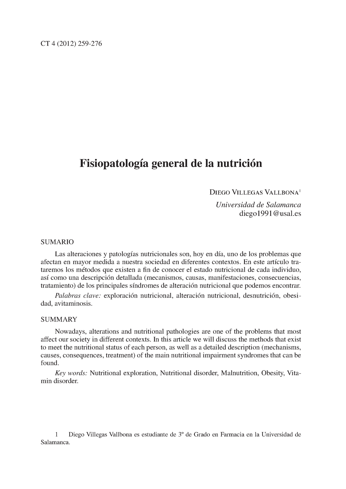 Dialnet Fisiopatologia General De La Nutricion 4018458 Ct 4 2012 259 276 Fisiopatología 3403