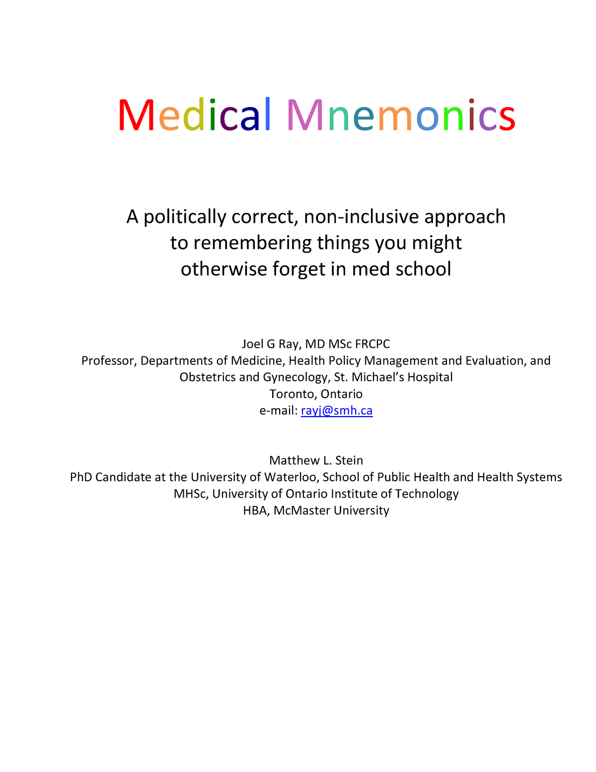 Mapped-medical-mnemonics - Medical Mnemonics A Politically Correct ...