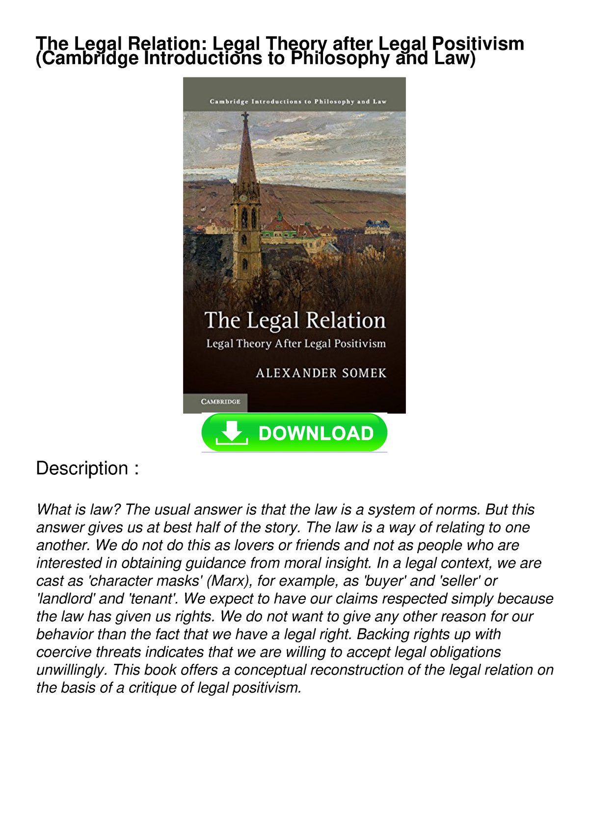 Read online The Legal Relation: Legal Theory after Legal Positivism ...