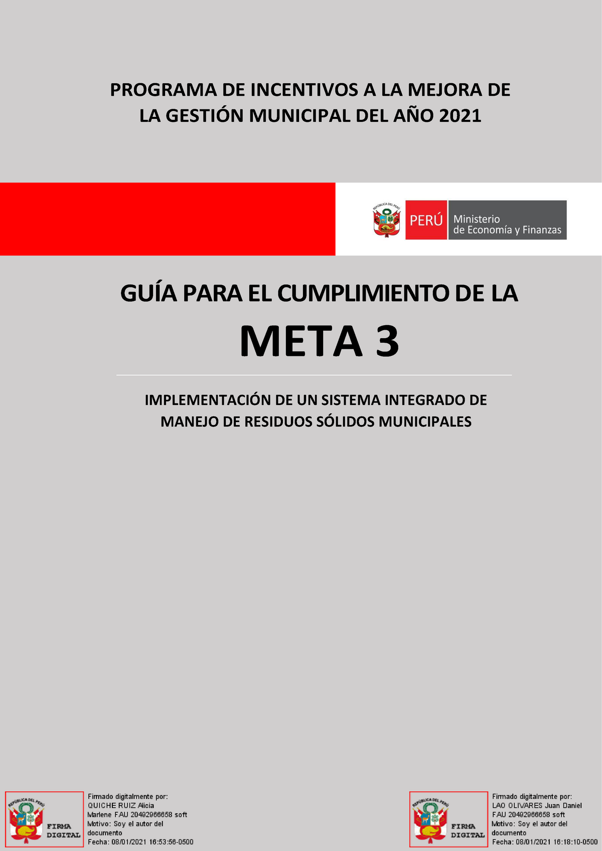 PI 2021 - Meta 3: Implementación de un Sistema Integrado de Manejo de  Residuos Sólidos Municipales 