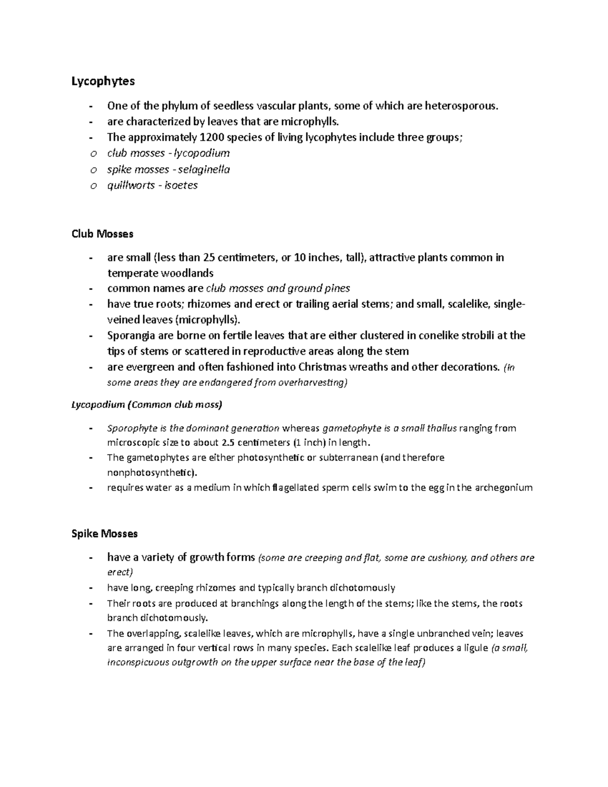 Lycophytes - Lycophytes One of the phylum of seedless vascular plants ...