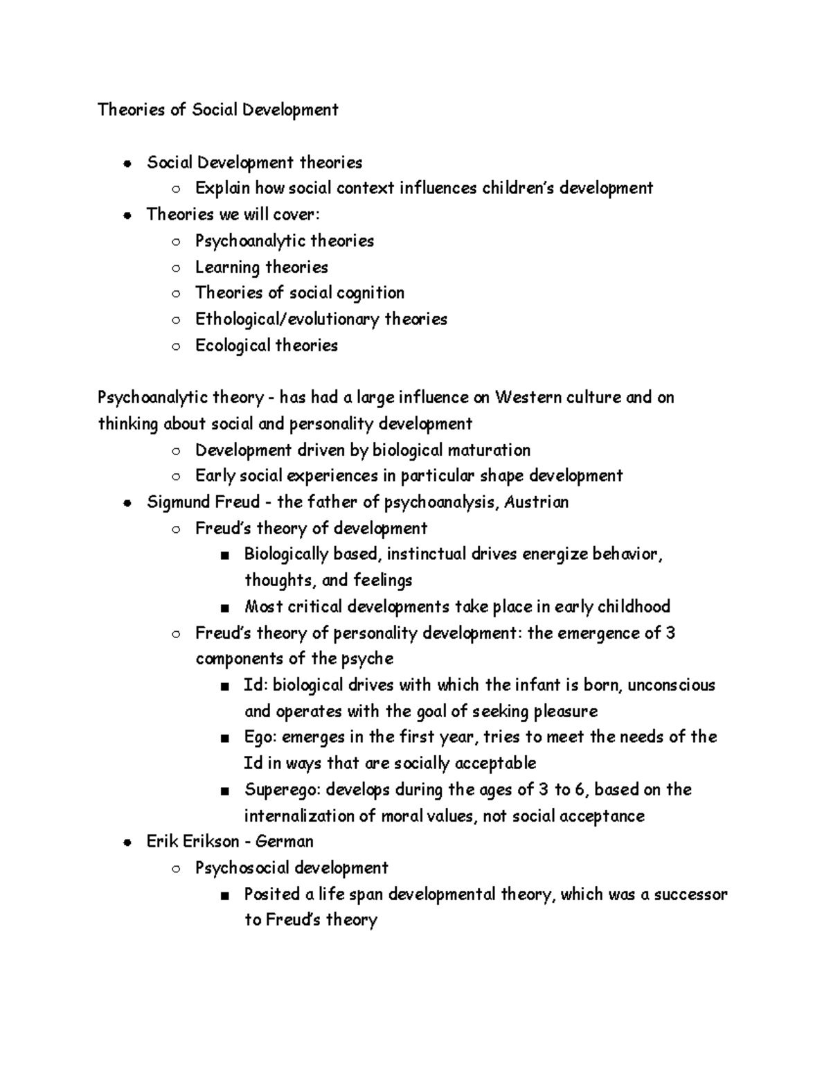 10 28 21 Dev psych - Professor Jonathan Lane - Theories of Social ...