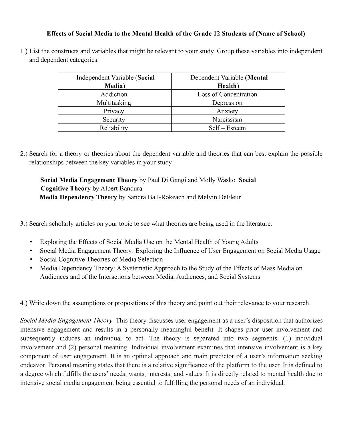 social media and mental health research proposal