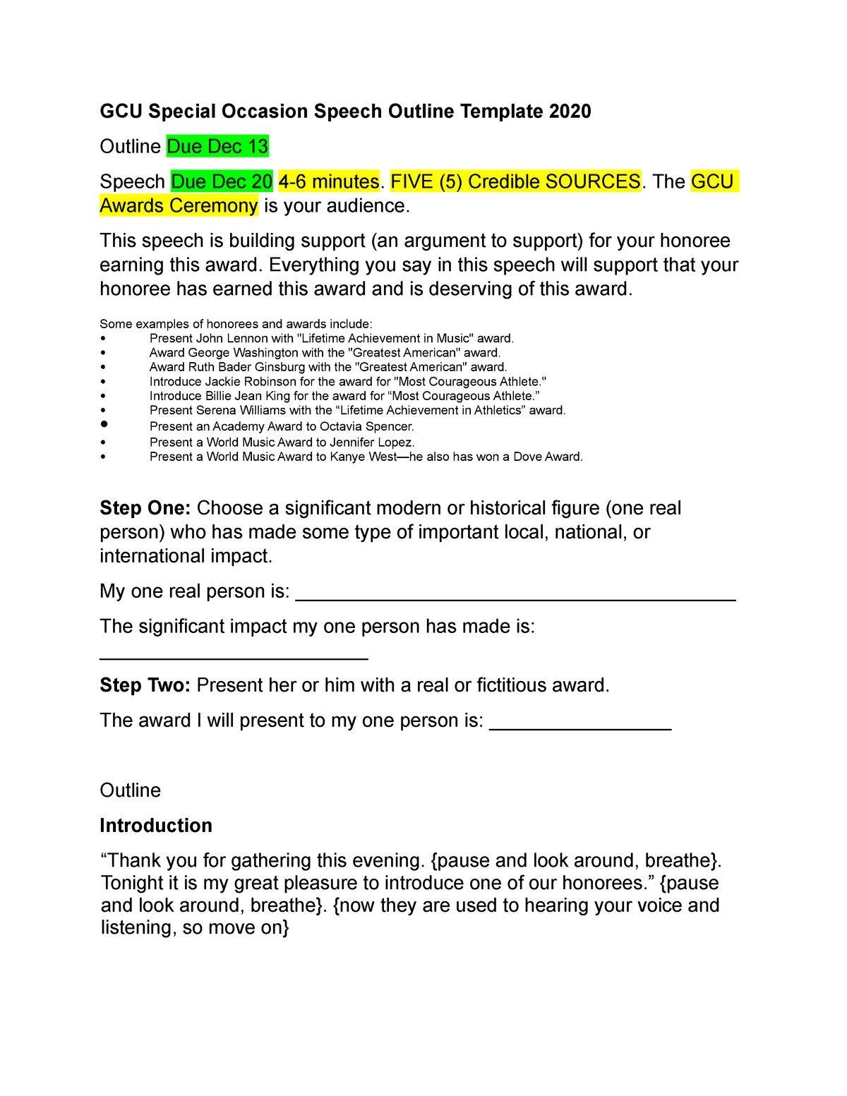 Special Occasion Speech - 7+ Examples, Format, Sample