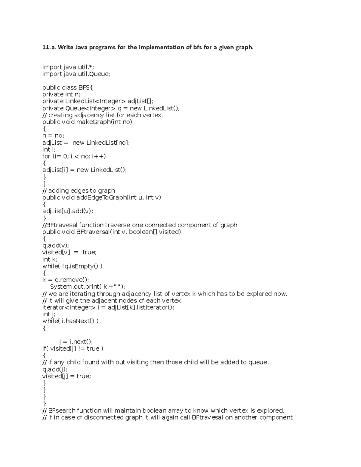 III ECE DS 11, 13 programs - 11. Write Java programs for the ...