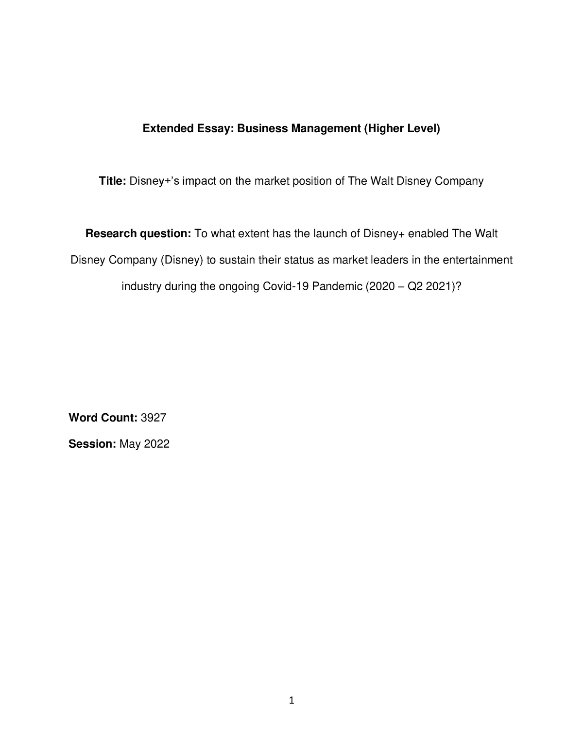 business management extended essay