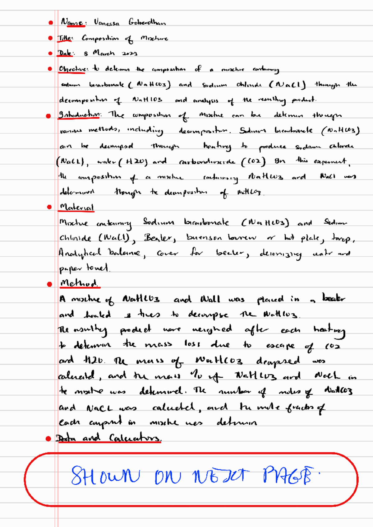 LAB Report 5 Composition OF Misture 230411 180529370 - CH 151 - Studocu